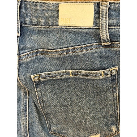 Paige Anessa Straight High Rise Raw Hem Blue Jeans Size 28x26 Ankle Stretch EUC - Picture 10 of 10